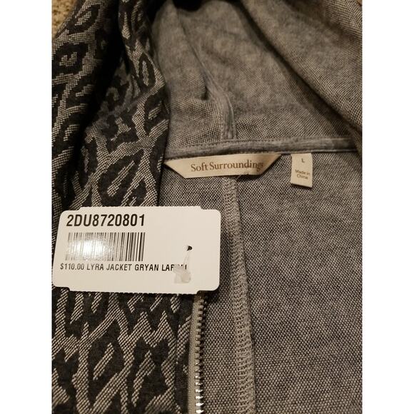 Soft Surroundings Women's Large Lyra Jacket w/ Hood Gray Animal Leopard Print - Picture 7 of 11